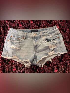 Aeropostale Light Blue Distressed Denim Cutoff Shorts